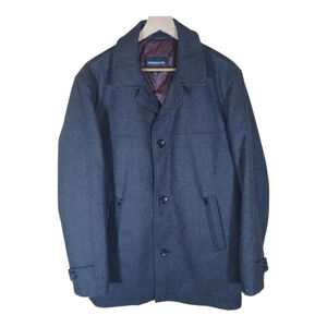 London Fog Mens Wool Pea Coat Gray Size Medium Button Down Casual Winter Warm